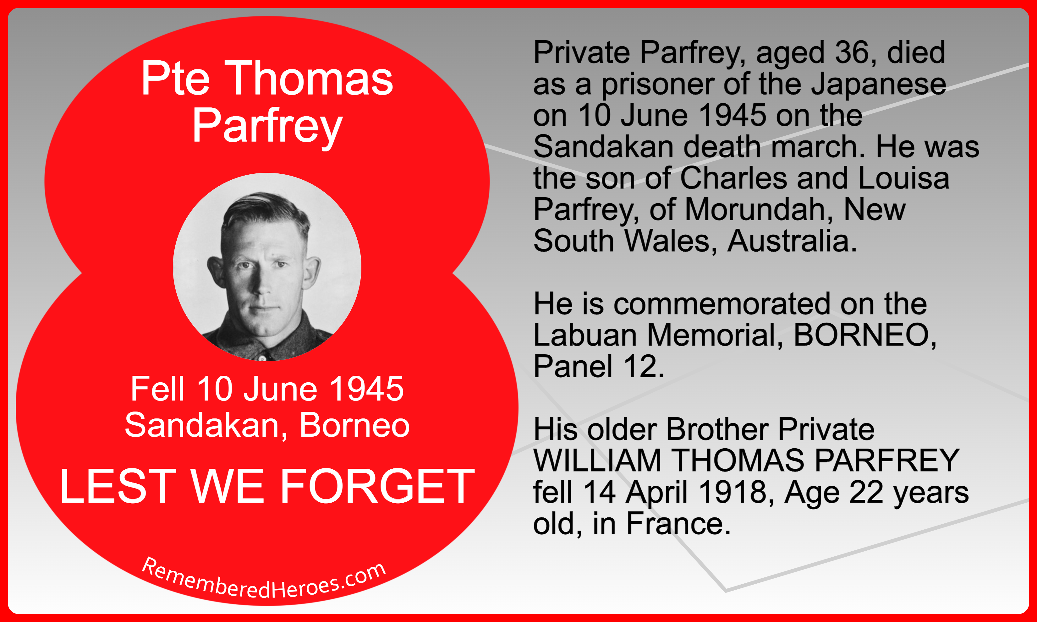 Story of Private Thomas Parfrey